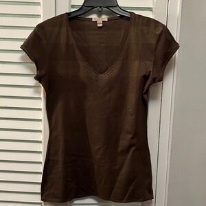 Burberry Women's Brown/ Dark Olive/Gold Short Sleeve Tee size S